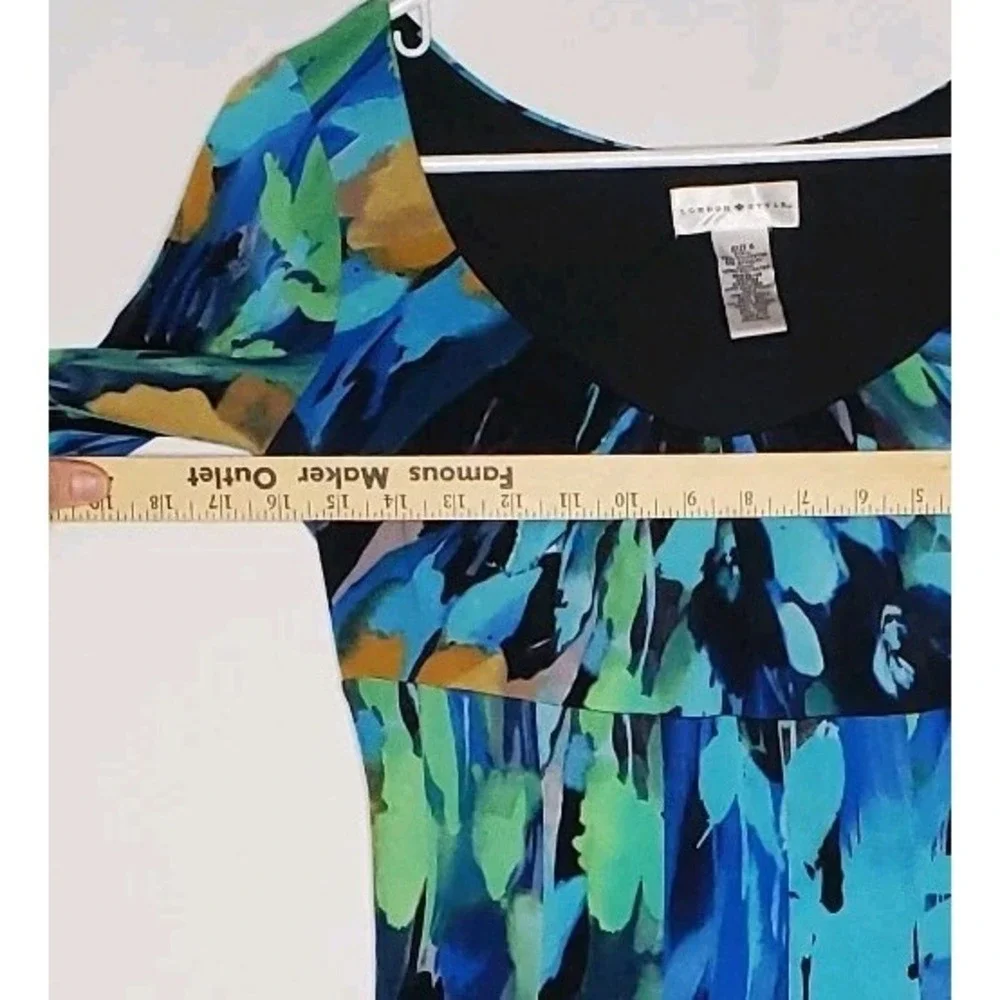 London Style Vtg Empire‎ Dress 4 Blue Artsy Watercolor Mermaid Forest Fairy Y2K